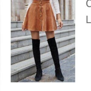 Brown Corduroy Mini Skirt - Winter